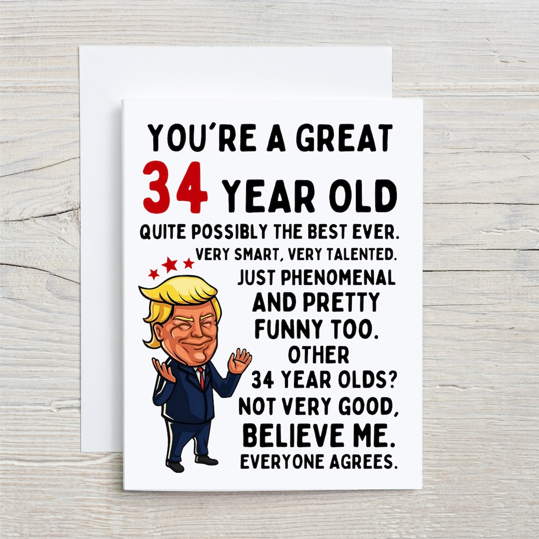 34th Birthday Card, 34th Birthday, 34th Birthday Gift, Happy 34th Birthday, Happy Birthday Card