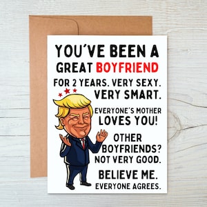 Tarjeta de aniversario de 2 años, aniversario divertido, tarjeta de novio, tarjeta del día de San Valentín, te amo tarjeta, regalo de 2o aniversario, para los hombres, para el novio