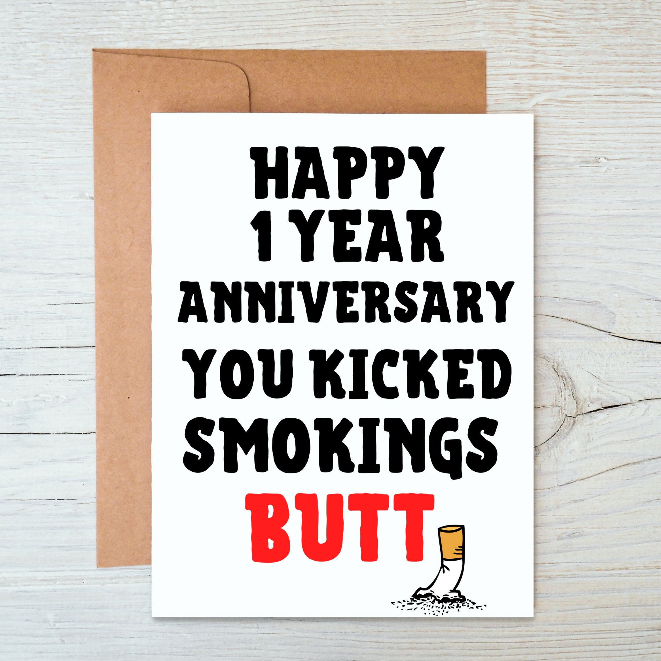 1 year cigarette free Happy Quit Smoking Anniversary, 1 Year Quit Smoking, You Quit Smoking Card,  Quit Smoking Card, Smoke-free