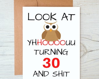 Tarjeta de cumpleaños 30o divertido, tarjeta de cumpleaños 30, idea de regalo de cumpleaños 30, feliz 30 cumpleaños, tarjeta de cumpleaños feliz, cumplir 30 años, para 30 años de edad