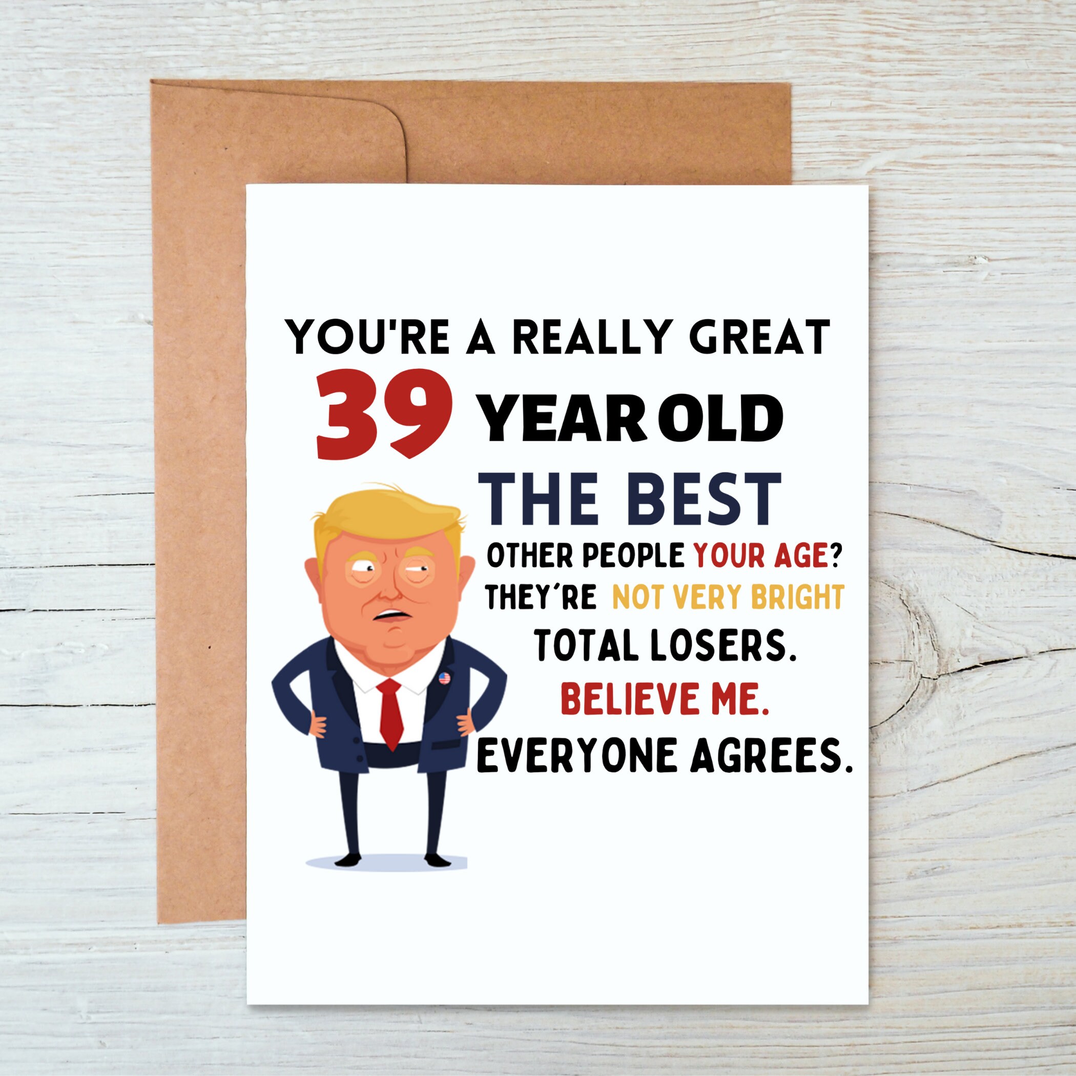 Funny 39th Birthday Card Personalised for Him or for Her 