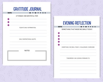 Gratitud imprimible / Diario de afirmación / Inserto diario de carpeta de gratitud / Hoja de trabajo de bricolaje / Carta / A4 / A5 / Media carta / PDF imprimible