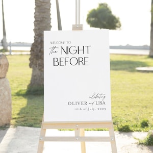 Rehearsal Dinner Welcome Sign, The Night Before Welcome Sign, Welcome Sign Board, Minimalist Wedding Rehearsal Welcome Sign, D2