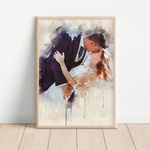 Portrait From Photo, Watercolor Couple Portrait, Wedding Gift for her, Anniversary Gift For Him, Personalized Gift, Unique Engagement Gift