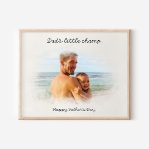 Custom Photo Gift for Father&#39;s Day, Personalized Gift for Dad, Christmas Gift for Dad, Framed Canvas Print, Gift for Dad from Daughter