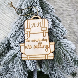 Hiking Ornament The Mountains are Calling Ornament 2021 Camping Ornament Outdoor Hiking Gifts Camping Ornament Hiking Couple image 1