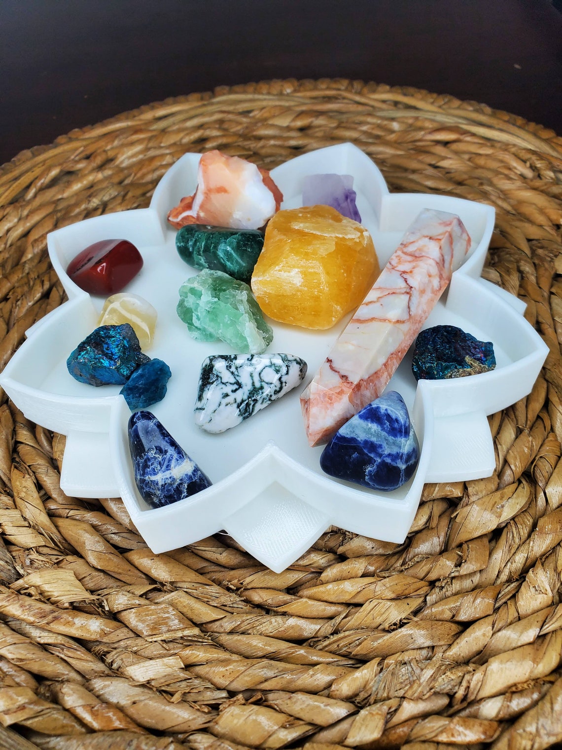 Healing Crystal Tray Lotus Flower Crystal Holder Rock and Etsy