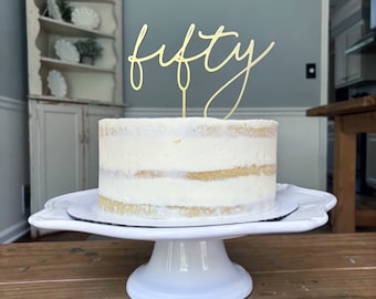 Elegant 50 Cake Topper - Perfect for Milestone Celebrations |Fifty Cake Topper | 50 Cake Pick | Fifty Anniversary Cake Topper