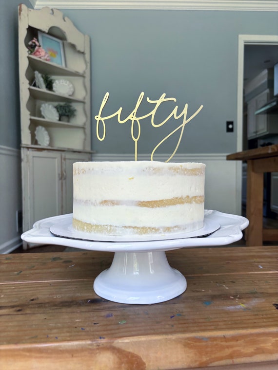Elegant 50 Cake Topper - Perfect for Milestone Celebrations |Fifty Cake Topper | 50 Cake Pick | Fifty Anniversary Cake Topper