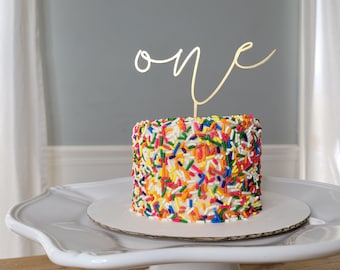 First Birthday One Cake Topper | Smash Cake Topper | Whimsical Cake Topper | Dainty Gold Cake Topper| neutral minimalist Cake Topper