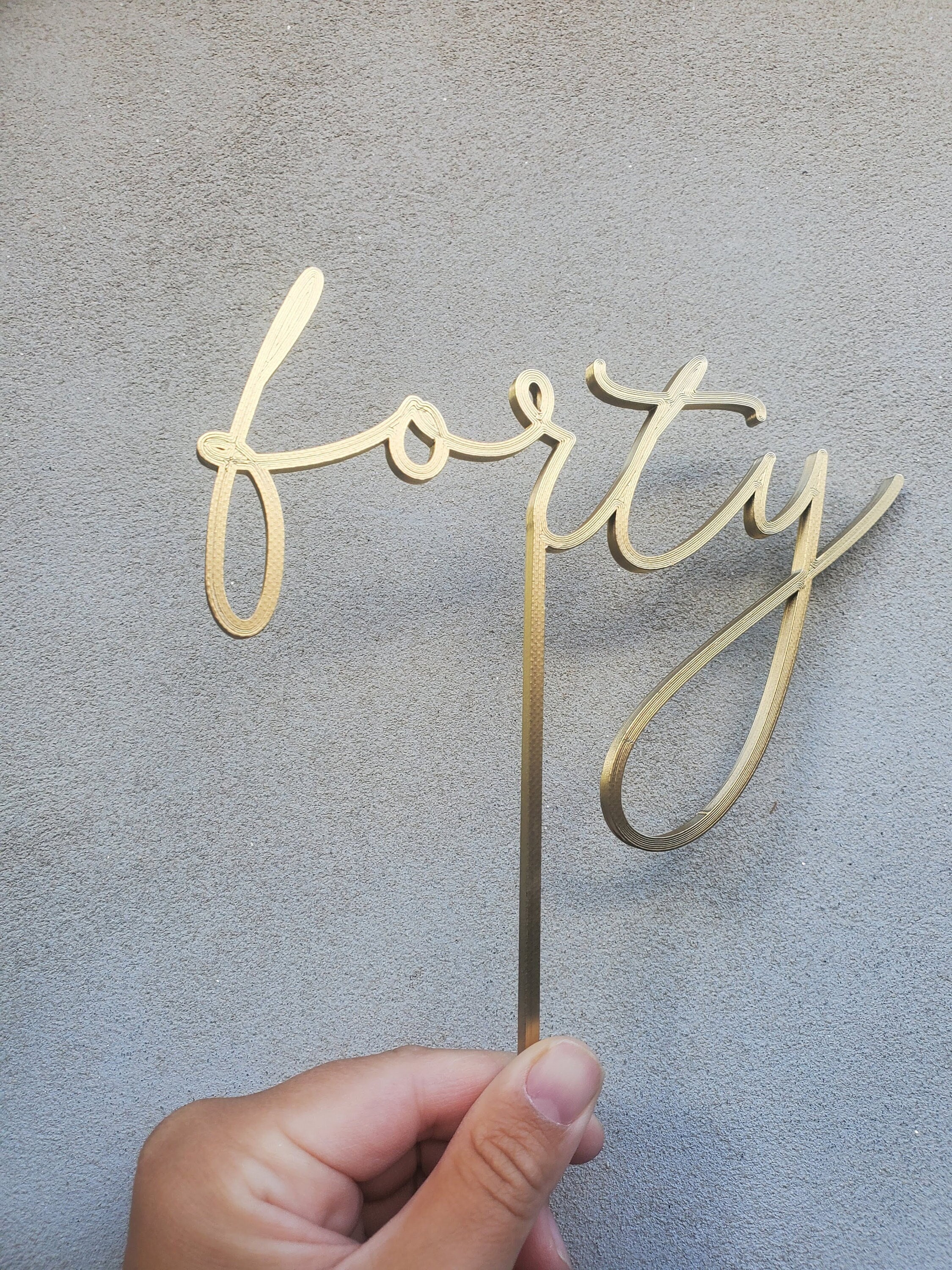Forty Cake Topper | 40 Cake Topper | Classy 40 Cake Topper | Gold Cake Topper | Boho Cake Topper | Elegant Birthday Decor | Cursive Number