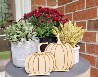 Wood Mantle Pumpkins | Simple Pumpkins for Shelf | Simple Fall Decor | Set of 4 Pumpkin Decorations