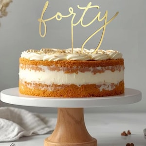 Forty Cake Topper | 40 Cake Topper | Classy 40 Cake Topper | Gold Cake Topper | Boho Cake Topper | Elegant Birthday Decor | Cursive Number