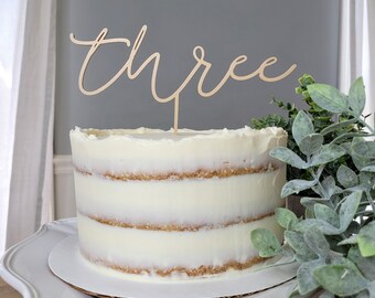 Three cake topper | Third Birthday Cake | 3rd Birthday Topper | 3 Cake Topper | Birthday Cake Topper | Boho Cake Topper | Rustic Cake Topper