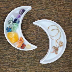 Moon Tray | Healing Crystal Moon Tray | Essential Oils Tray | Jewelry Tray| Crescent Moon Display Tray | Gem and Crystal Holder