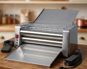 Laminadora de masa eléctrica BeFav para uso profesional y doméstico, control de pedal, acero inoxidable