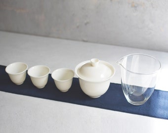Conjunto Gaiwan de porcelana blanca (caja de viaje incluida)
