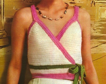 70s Crochet Pattern, Surplice Vest Crochet Pattern, Summer Crochet Patterns, Vintage 1970s Crochet Patterns