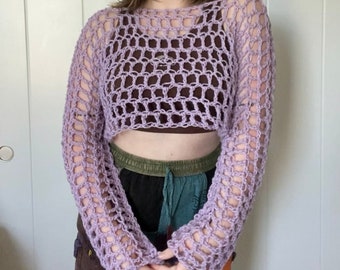Mesh Crochet Top, Mesh Long Sleeve Top Crochet Pattern