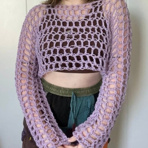 Mesh Crochet Top Mesh Long Sleeve Top Crochet Pattern - Etsy
