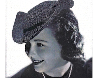 1940s Windsor Hat Crochet Pattern, Vintage 1940s Crochet Pattern, Crochet Hat Pattern