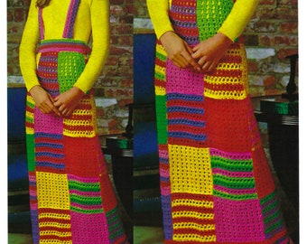 70s Patchwork Skirt Crochet Pattern, Vintage 1970s Crochet Pattern, Long Skirt Crochet Pattern, Skirt Crochet Pattern