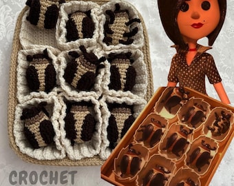 Box of Cocoa Beetles Crochet Pattern, Coraline Inspired Crochet Pattern, Coraline Cocoa Beetles Tic Tac Toe Game Crochet Pattern