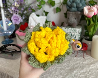 Crochet Sunflower Plant Coaster Set of 4