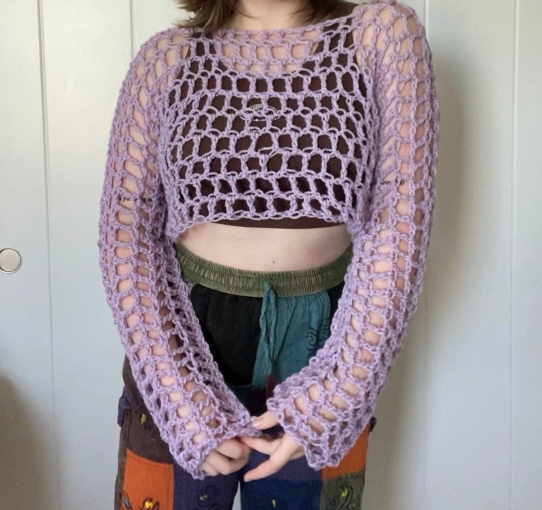 Mesh Crochet Top, Mesh Long Sleeve Top Crochet Pattern -  UK