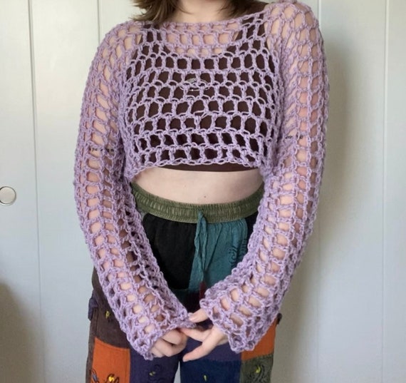 Mesh Crochet Top, Mesh Long Sleeve Top Crochet Pattern 