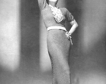 Patrón de crochet para vestido de dulces dieciséis de los años 30, patrón de crochet vintage de los años 30