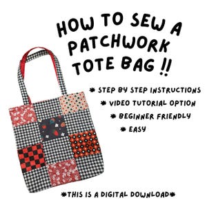 Grundläggande sömnadsmönster för tygväska i lapptäcke, enkla skriftliga instruktioner för hur man syr, syprojekt för nybörjare