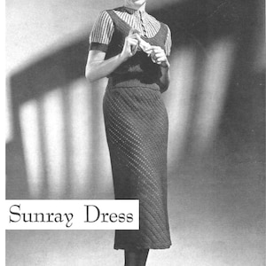 1930s Sunray Dress Crochet Pattern, Vintage 1930s Crochet Pattern