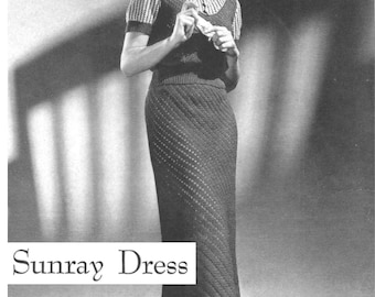 Patrón de ganchillo de vestido de rayos de sol de los años 30, patrón de ganchillo vintage de los años 30