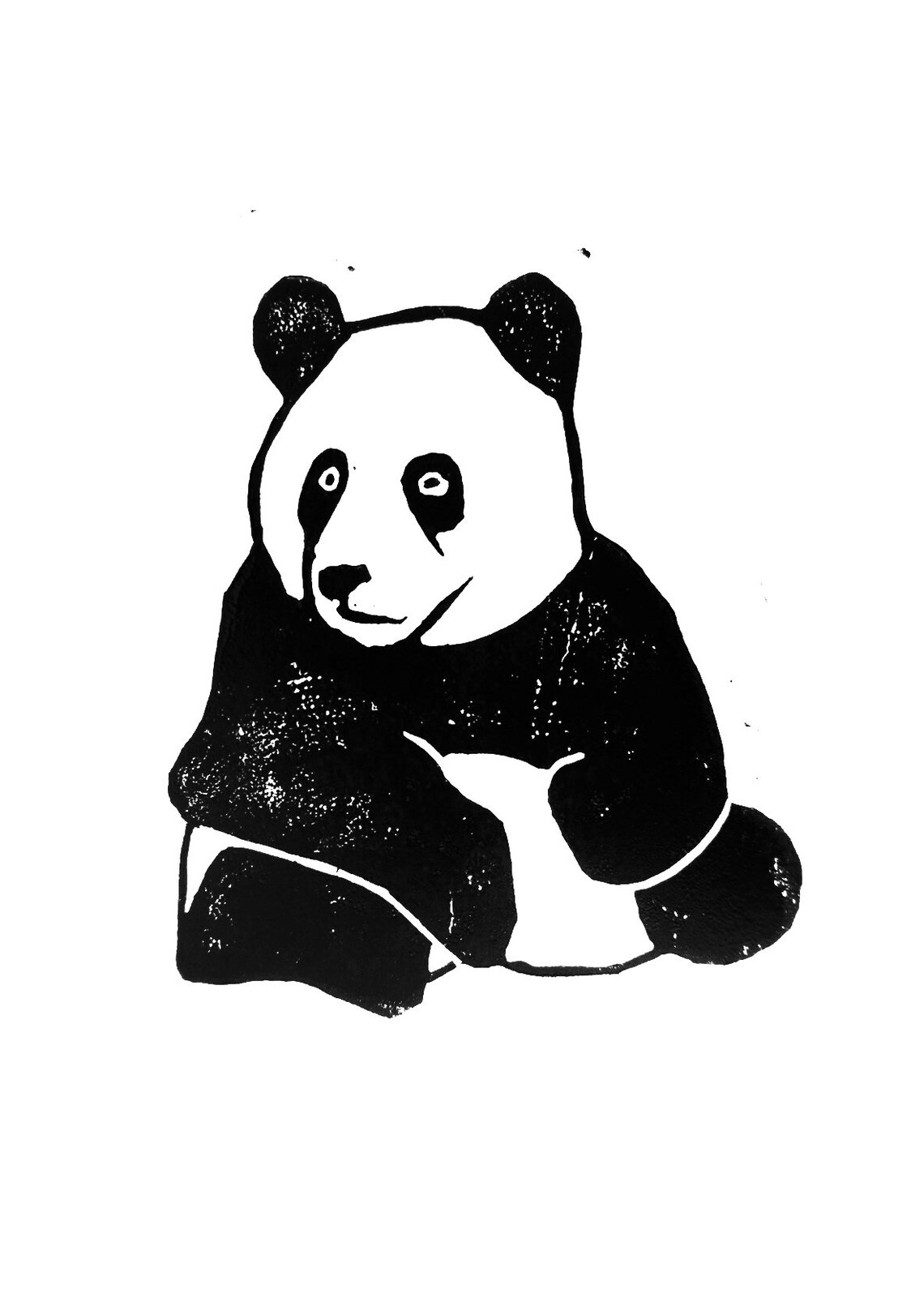 Handprinted linocut greetings card Panda Etsy