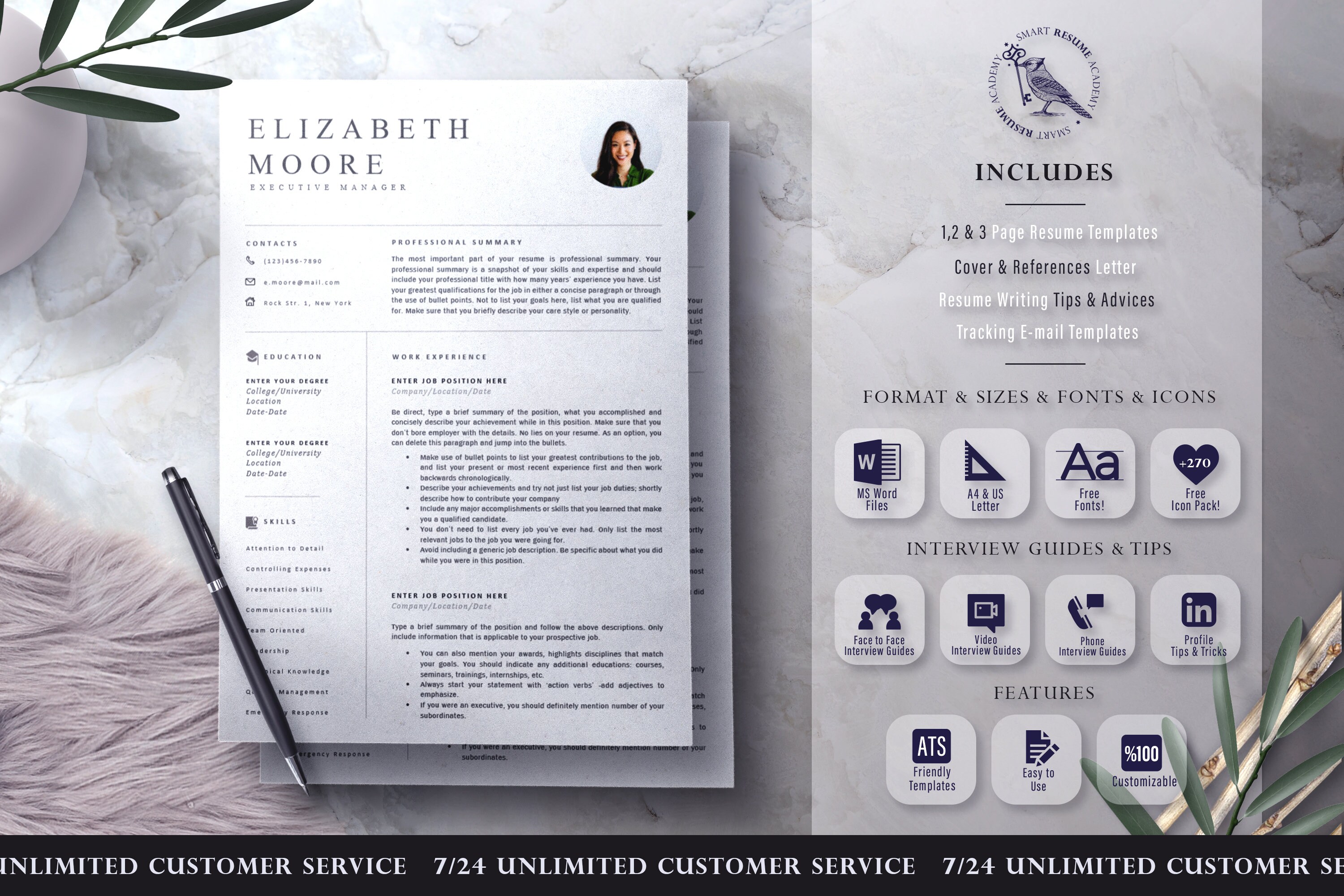 Executive Resume Template Business Cv Modern Instant - Etsy