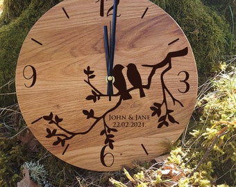 Wall Clock, Wedding gift, Wood Clock, Wooden Clock, OAK Wall Clock, Handmade Wall clock, custom wall clock