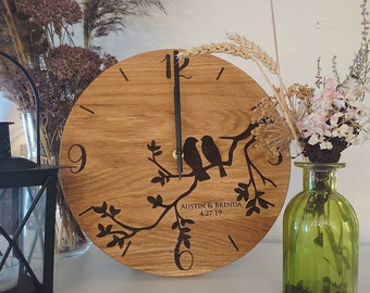 Custom Wedding gift, Wall Clock, Wood Clock, Wooden Clock, OAK Wall Clock, Handmade Wall clock, custom wall clock