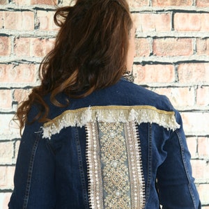 Hippie Boho Jacket Mara – Hand-finished Vintage Jeans – Size M