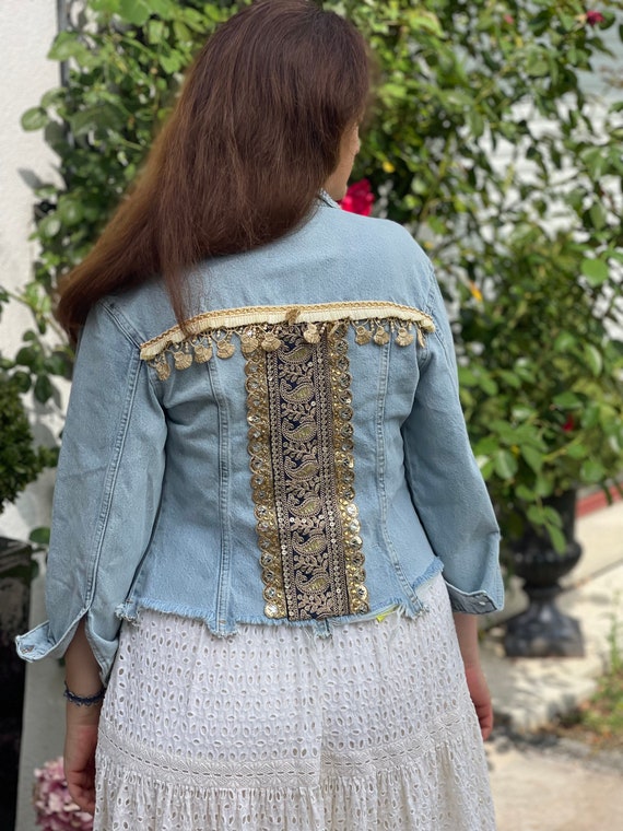 Veste bohème, veste hippie, veste de festival, veste en jean