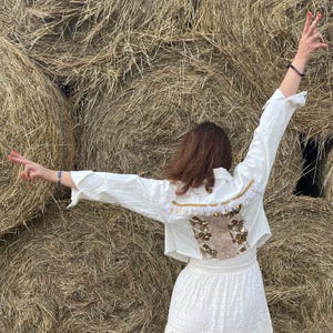 Boho oversized denim jacket Madita – Reworked Denim – Eco Fashion Women