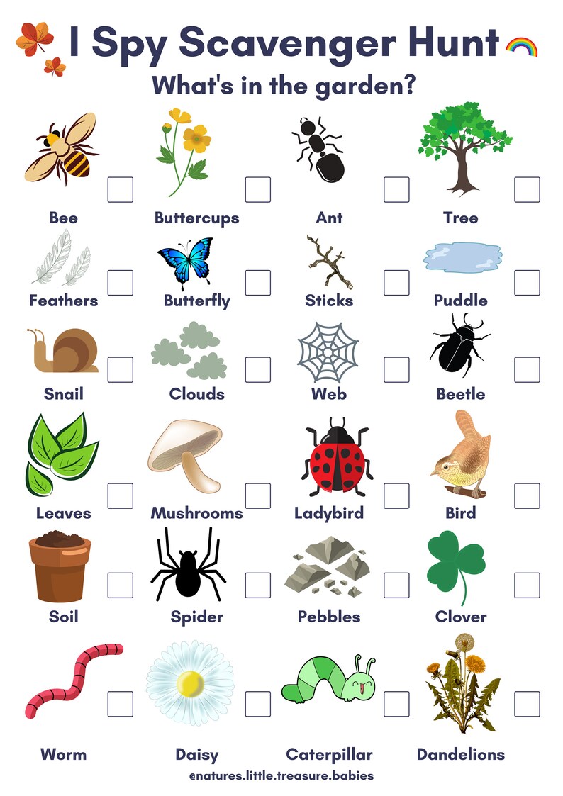 I Spy Scavenger Hunt PDF Downloadable Activity Sheet | Etsy