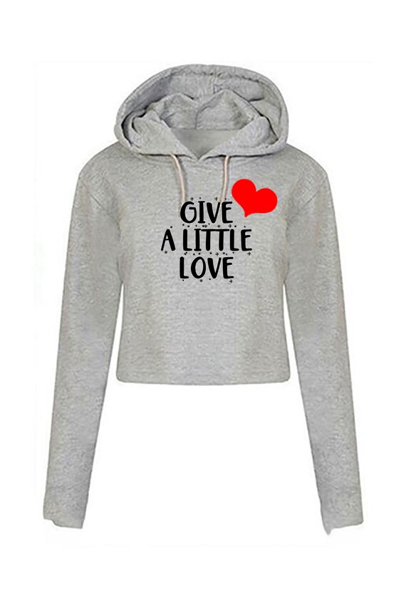 Give a Little Love Merry Christmas Crop Tops Hoodie Croptop Hood Spread Love Xmas Present Unisex Birthday Present Womens Ladies Unisex