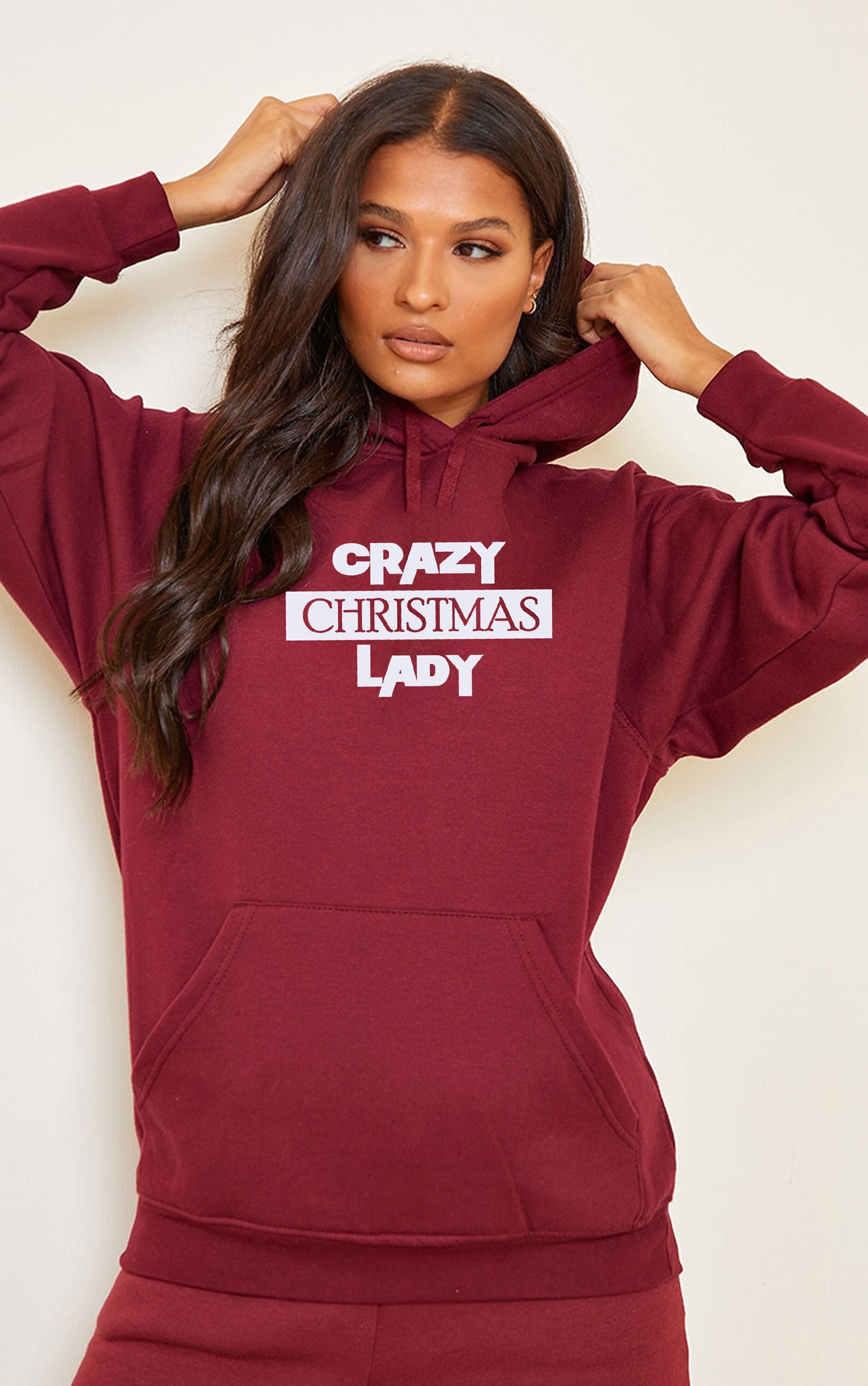 Crazy Christmas Lady Hoodie Hoody Hood Hooded Funny Womens - Etsy Sweden