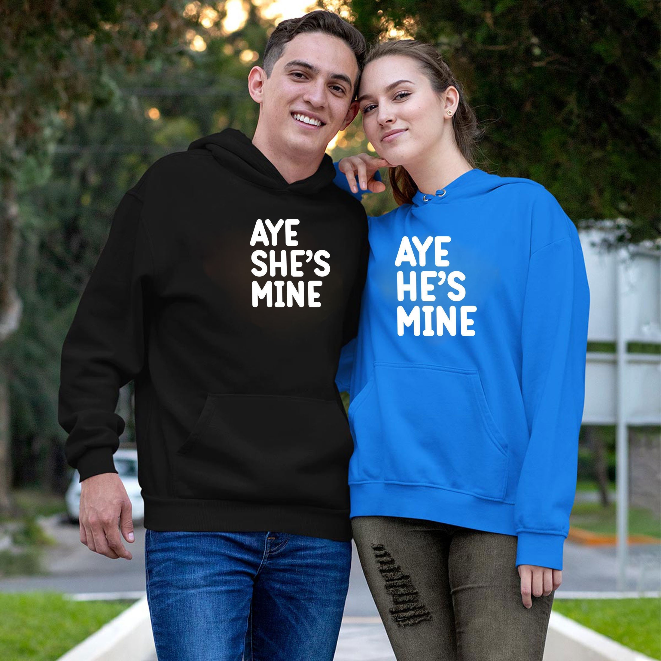 Couple Matching Funny Hoodies Aye She s Mine He s Mine Hoodie