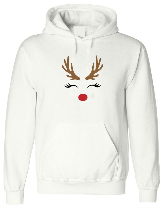 Reindeer Christmas Hoodie Hoody Hood Hooded Cute Gift Xmas Present