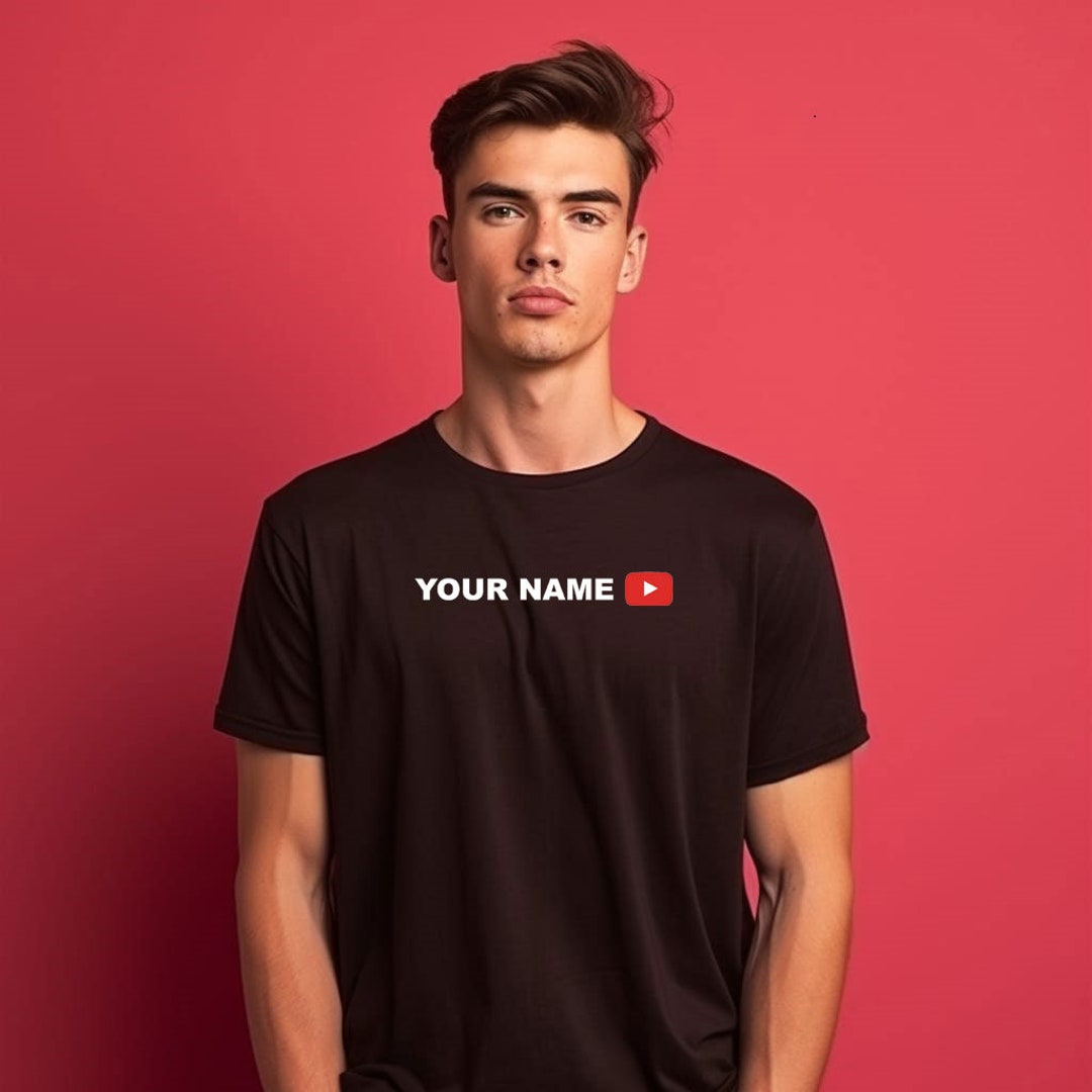 Youtuber Tshirt Your Name With Youtube Logo Your Channel Name Etsy