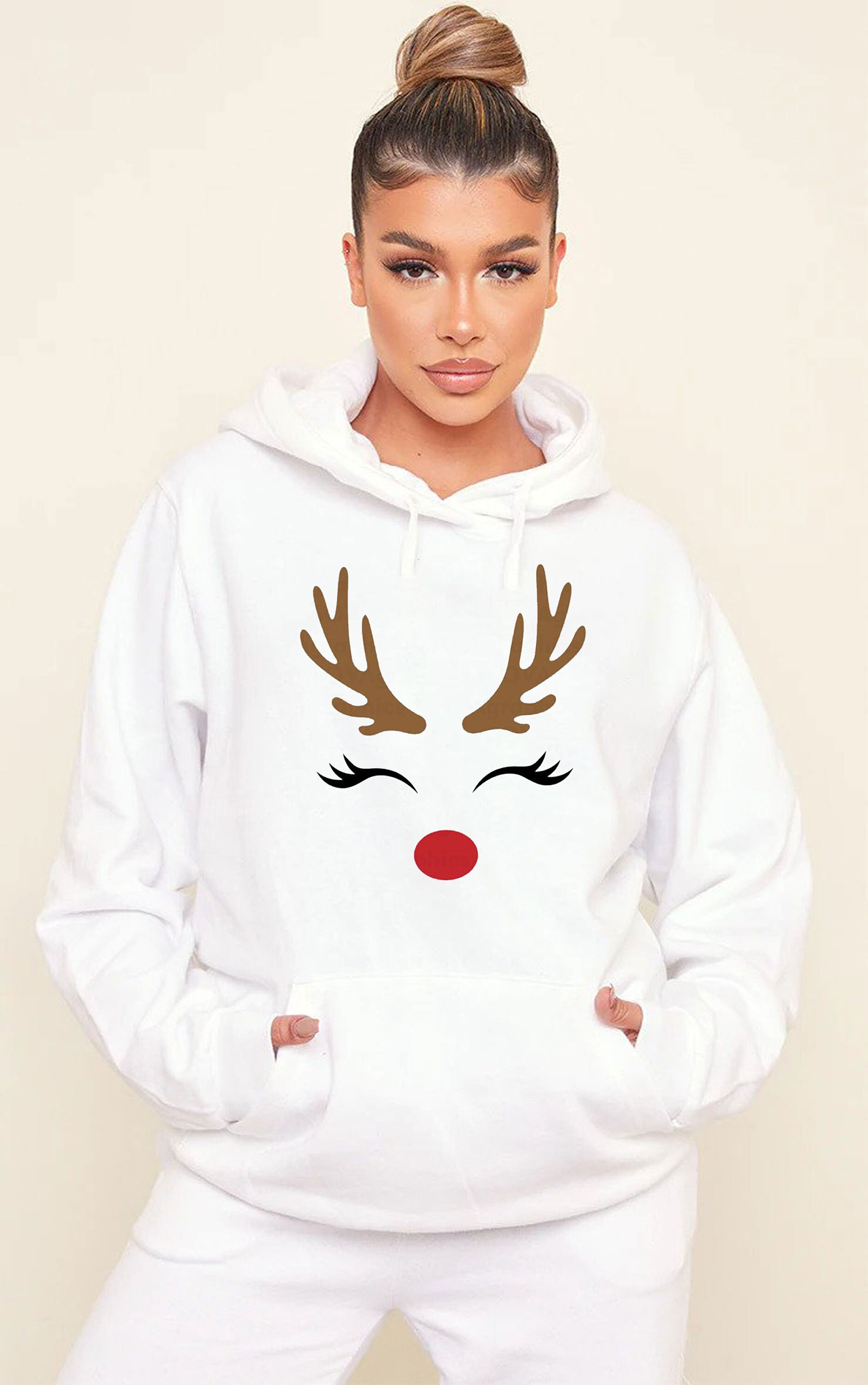 Reindeer Christmas Hoodie Hoody Hood 