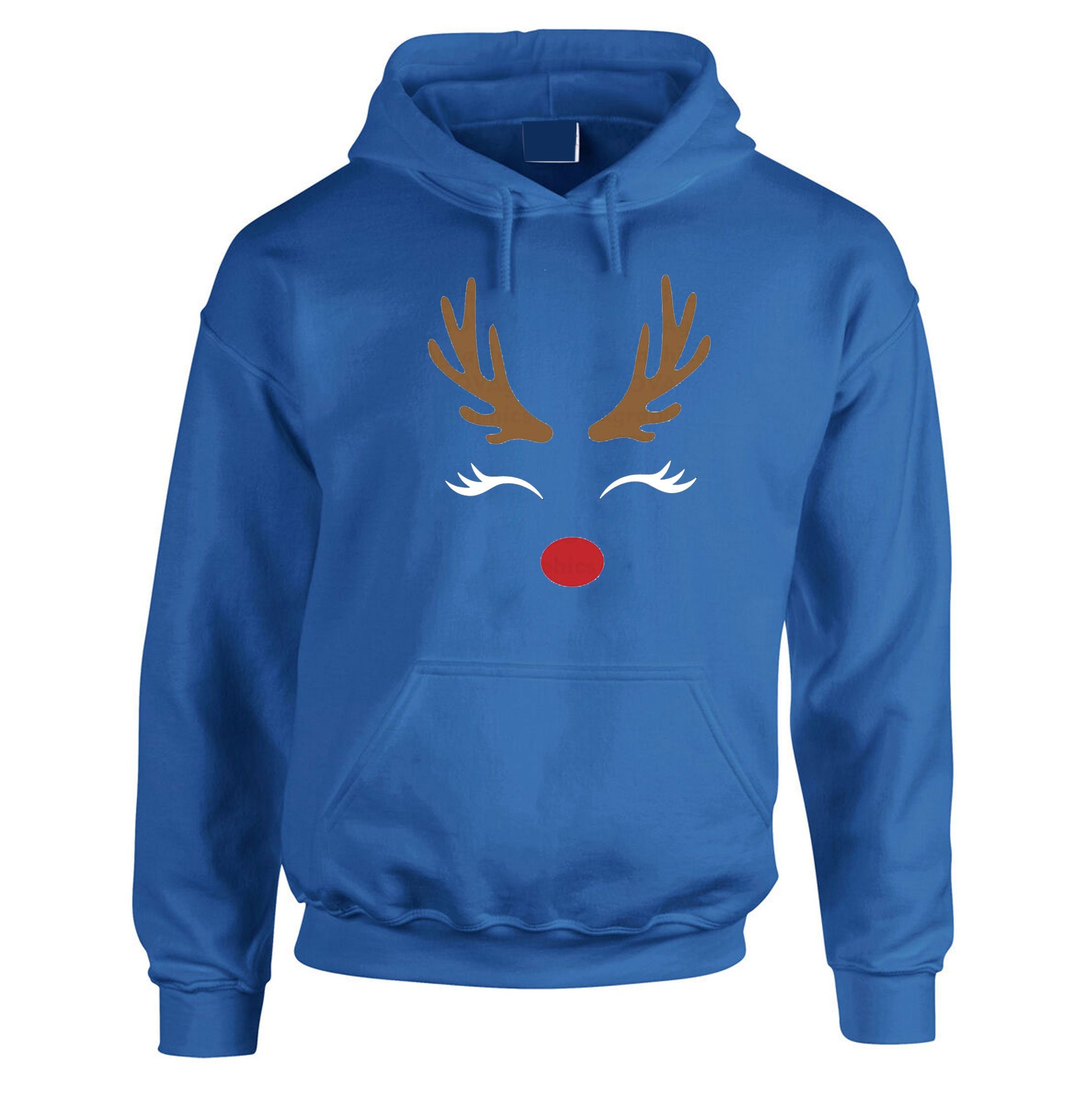 Reindeer Christmas Hoodie Hoody Hood Hooded Cute Gift Xmas Present