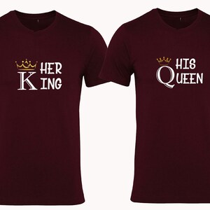 King and queen couple t shirts gold crown